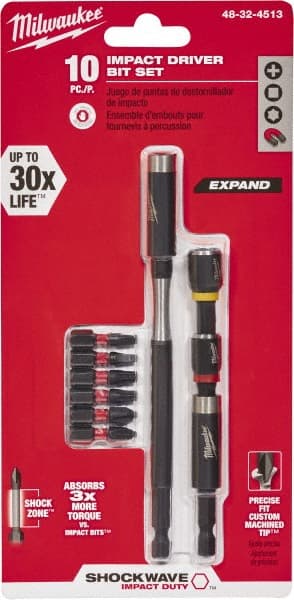 Milwaukee Tool - Impact Ready Accessory Set - 1/4" Hex Drive, Phillips, Slotted, Torx, Square Point - Exact Tooling