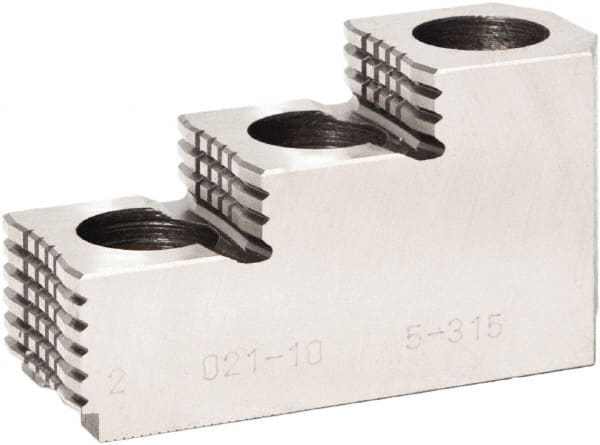 Bison - 5" Max Chuck Diam Compatibility, Steel 1.5mm x 60° Serrated Hard Lathe Top Jaws - 3 Steps - Exact Tooling