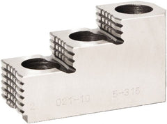 Bison - 8" Max Chuck Diam Compatibility, Steel 1.5mm x 60° Serrated Hard Lathe Top Jaws - 3 Steps - Exact Tooling