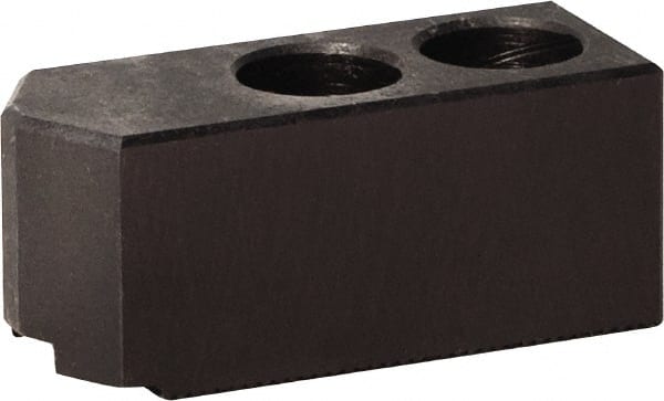 Bison - 169mm Max Chuck Capacity, 1.5mm x 60° Serrated Interface, Square Soft Lathe Chuck Jaw - 3 Jaw, Steel, 20mm Btw Mount Hole Ctrs, 65mm Long, 40mm Wide, 40mm High, 12mm Groove, M10mm Fastener - Exact Tooling