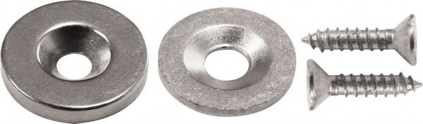 Mag-Mate - 3/16" Long x 45/64" Wide x 45/64" High, Magnetic Touch Latch - Neodymium & Steel, with Nickel Plated Finish - Exact Tooling