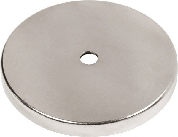 Mag-Mate - 4.9" Diam, 1/2" Cup Height, 200 Lb Average Pull Force, 200 Lb Max Pull Force, Neodymium Rare Earth Cup Magnet - Through Hole Style, Bright Plated - Exact Tooling