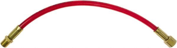 PRO-SOURCE - 1/4" ID 1' Long Lead-In Whip Hose - FNPT x MNPT Swivel Ends, 200 Working psi, 165°, 1/4" Fitting, Transparent Red - Exact Tooling