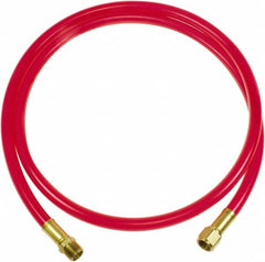 PRO-SOURCE - 3/8" ID 3' Long Lead-In Whip Hose - FNPT x MNPT Swivel Ends, 200 Working psi, 165°, 3/8" Fitting, Transparent Red - Exact Tooling
