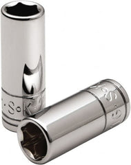 SK - 11/32", 1/4" Drive, Deep Hand Socket - 6 Points, Steel, Chrome Finish - Exact Tooling