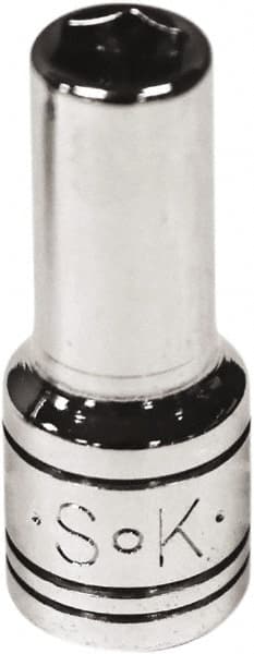 SK - 1/4" Drive, Deep Hand Socket - 6 Points, Steel, Chrome Finish - Exact Tooling