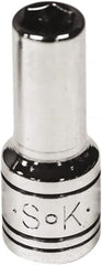 SK - 1/4" Drive, Deep Hand Socket - 6 Points, Steel, Chrome Finish - Exact Tooling