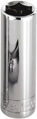 SK - 1/4" Drive, Deep Hand Socket - 6 Points, Steel, Chrome Finish - Exact Tooling