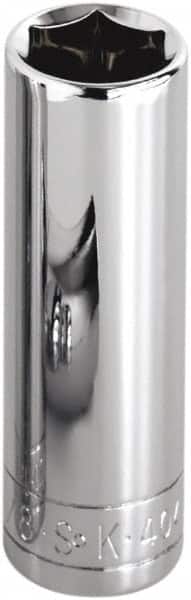 SK - 1-1/2", 1/2" Drive, Deep Hand Socket - 6 Points, Steel, Chrome Finish - Exact Tooling