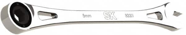 SK - 8mm 6 Point Combination Wrench - 7-3/4" OAL, Steel, Full Polish Finish - Exact Tooling