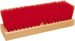 O-Cedar - 2" Bristle Length, Polypropylene Deck Scrub Brush - 10" Long x 3" Wide Head, 10" OAL, Red, Wood Block - Exact Tooling