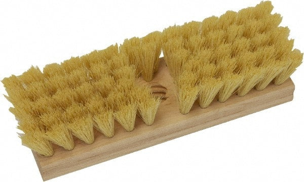 O-Cedar - 2" Bristle Length, Tampico Deck Scrub Brush - 10" Long x 3" Wide Head, 10" OAL, Beige, Wood Block - Exact Tooling