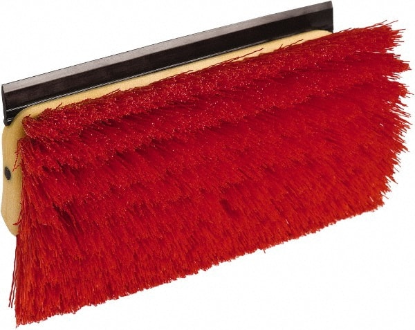O-Cedar - 2" Bristle Length, Polypropylene Scrub Brush - 10" Long x 5" Wide Head, 10" OAL, Red, Plastic Block - Exact Tooling