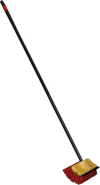 O-Cedar - 2" Bristle Length, Polypropylene Scrub Brush - 10" Long x 5" Wide Head, 10" OAL, Red, Plastic Block - Exact Tooling