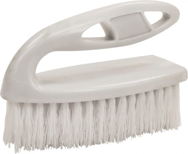 O-Cedar - 1" Bristle Length, Polypropylene Scrub Brush - 6" Long x 3" Wide Head, 6" OAL, White, Plastic Block - Exact Tooling