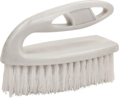 O-Cedar - 1" Bristle Length, Polypropylene Scrub Brush - 6" Long x 3" Wide Head, 6" OAL, White, Plastic Block - Exact Tooling