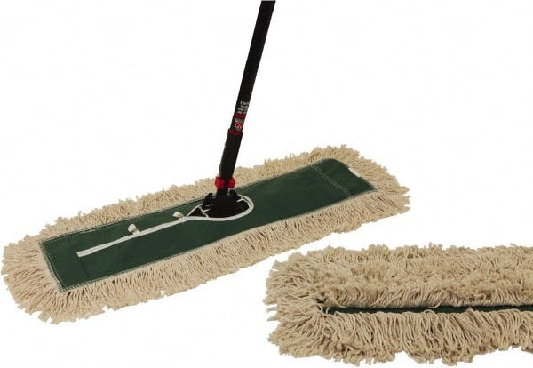 O-Cedar - 60" Long x 36" Wide Cotton & Metal Dust Mop Kit - White, Green & Black, Snap-On - Exact Tooling