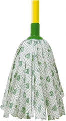O-Cedar - White & Green Deck Mop - 4-1/2" Long x 3" Wide Head, 48" Long Handle, Rayon/Polyester Head - Exact Tooling