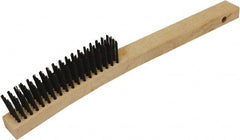 O-Cedar - 18 Rows, Steel Wire Brush - 10" Brush Length, 14" OAL, 1-1/8" Trim Length, Wood Curved Handle - Exact Tooling