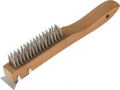 O-Cedar - 4 Columns x 16 Rows, Steel Wire Brush - 7" Brush Length, 10" OAL, 1-1/8" Trim Length, Wood Shoe Handle - Exact Tooling