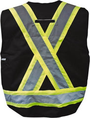 Viking - Size XL Flame Resistant/Retardant Black Solid Surveyor's Vest - 47" Chest, ASTM F2302-08, CSA Z96-09 Class 1, Level FR, Snaps Closure, 8 Pockets, Polyester - Exact Tooling