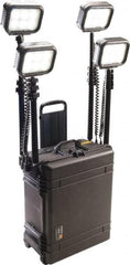 Pelican Products, Inc. - 12 Volt, 88 Watt, Electric, LED Portable Floor Work Light - 13.78" Cord, 4 Heads, 12,000 Lumens, Polypropylene, 24.83" Long x 19.57" Wide x 11.93" High - Exact Tooling