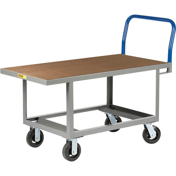Little Giant - 2,000 Lb Capacity Steel Platform Truck - Steel Deck, 40" OAW, 48" Platform Length, Mold On Rubber Casters - Exact Tooling