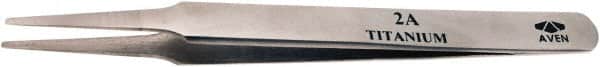 Aven - 4-1/2" OAL 2A Precision Tweezers - Rounded Flat Tip with Tapering Edge - Exact Tooling