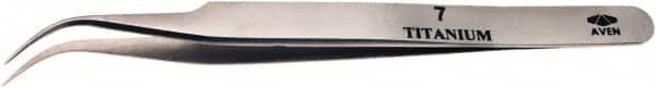 Aven - 4-3/4" OAL 7 Precision Tweezers - Curved Shape, 7A, Fine Tips - Exact Tooling