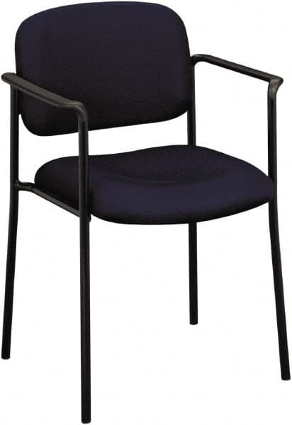 Basyx - Fabric Navy Stacking Chair - Black Frame, 23-1/4" Wide x 21" Deep x 32-3/4" High - Exact Tooling