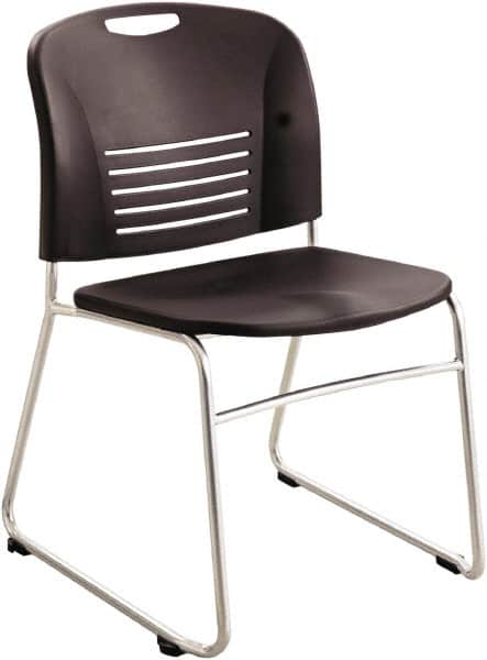 Safco - Plastic Black Stacking Chair - Silver Frame, 22-1/2" Wide x 19-1/2" Deep x 32-1/2" High - Exact Tooling