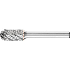 PFERD - SC-3, 3/8" Cut Diam, 1/4" Shank Diam, Carbide End Cut Cylinder with Radius End Burr - Exact Tooling