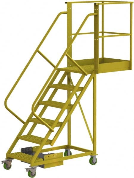 TRI-ARC - 102" 6 Step Configurable Cantilever Ladder - Unsupported, 300 Lb Capacity, 60" Platform Height, 30" Base Width x 82" Base Depth, Perforated Tread - Exact Tooling