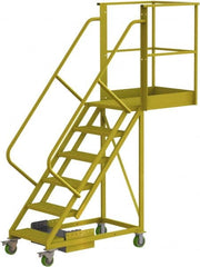 TRI-ARC - 102" 6 Step Configurable Cantilever Ladder - Unsupported, 300 Lb Capacity, 60" Platform Height, 30" Base Width x 82" Base Depth, Perforated Tread - Exact Tooling