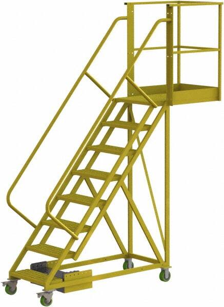 TRI-ARC - 122" 8 Step Configurable Cantilever Ladder - Unsupported, 300 Lb Capacity, 80" Platform Height, 30" Base Width x 99" Base Depth, Perforated Tread - Exact Tooling