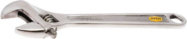 Aven - 1-1/8" Jaw Capacity, 8" Standard Adjustable Wrench - Stainless Steel, Polished Finish, 8" OAL - Exact Tooling