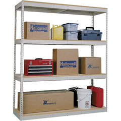 Hallowell - 4 Shelf Starter Open Steel Shelving - 600 Lb Capacity, 60" Wide x 84" High x 48" Deep, Tan - Exact Tooling