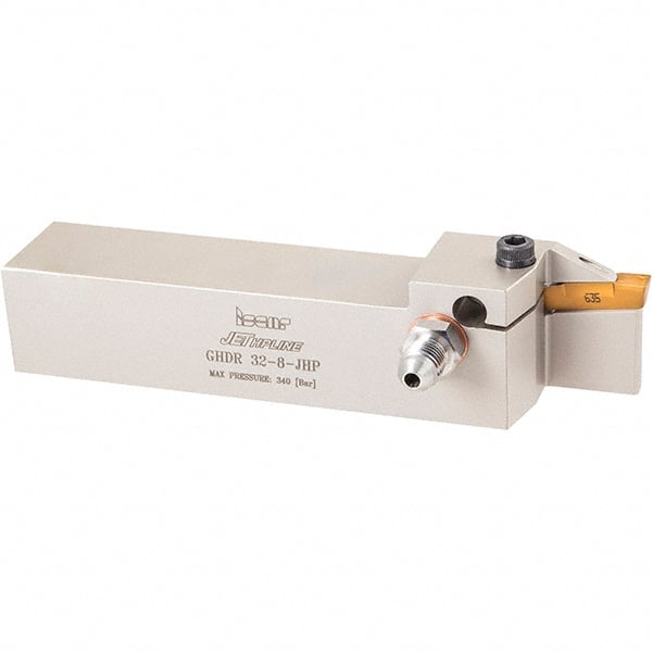 Iscar - External Thread, 0.4724" Max Depth of Cut, 135mm OAL, Left Hand Indexable Grooving Cutoff Toolholder - 25mm Shank Height x 25mm Shank Width, TAG Insert Style, TGBH Toolholder Style, Series Tang-Grip - Exact Tooling