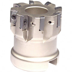 Iscar - 12 Inserts, 2-1/2" Cut Diam, 1" Arbor Diam, 0.303" Max Depth of Cut, Indexable Square-Shoulder Face Mill - 0° Lead Angle, 1-3/4" High, HP AN.. 07.. Insert Compatibility, Series Heliplus - Exact Tooling