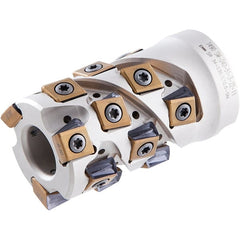 Iscar - 9 Inserts, 2" Cut Diam, 1" Arbor Diam, 1.41" Max Depth of Cut, Indexable Square-Shoulder Face Mill - 0/90° Lead Angle, 2.2" High, T490 LN.. 1306 Insert Compatibility, Through Coolant, Series Helitang - Exact Tooling