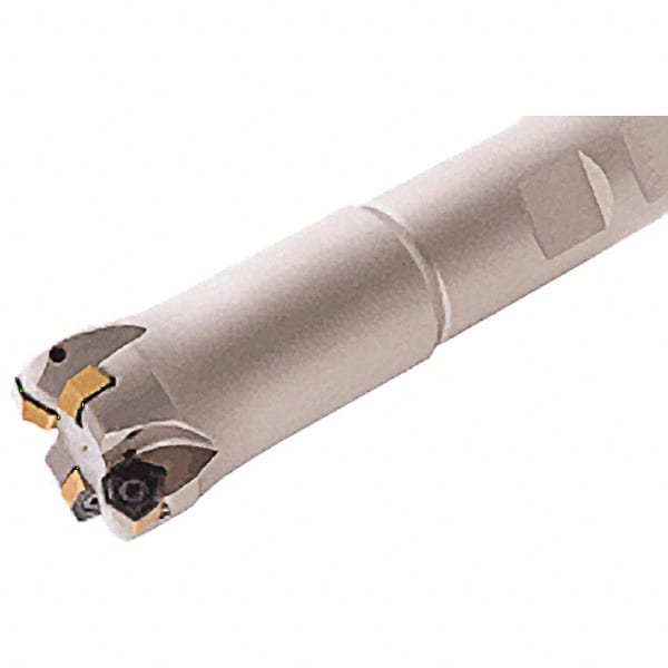 Iscar - 40mm Cut Diam, 0.039" Max Depth, 32mm Shank Diam, Weldon Shank Indexable High-Feed End Mill - Screw Holding Method, H600 WXCU 05 Insert, FF EWX-05 Toolholder, Through Coolant - Exact Tooling