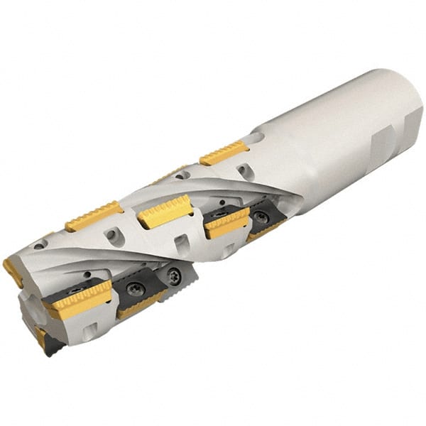 Iscar - 1-1/2" Cut Diam, 2.1" Max Depth of Cut, 1-1/4" Shank Diam, 5.31" OAL, Indexable Square Shoulder End Mill - P290 AC.T 1806.. Inserts, Weldon Shank, 0° Lead Angle, Through Coolant, Series MillShred - Exact Tooling