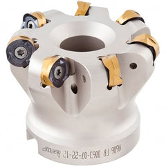 Iscar - 2-1/2" Cut Diam, 0.236" Max Depth, 1" Arbor Hole, 7 Inserts, H606 RXCU 1206-AX.. Insert Style, Indexable Copy Face Mill - H606 FR-12 Cutter Style, 2" High, Through Coolant, Series Helido - Exact Tooling