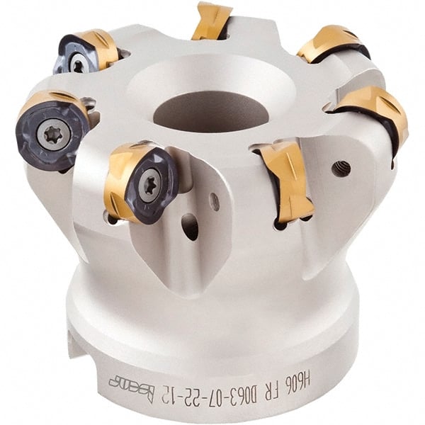 Iscar - 3" Cut Diam, 0.236" Max Depth, 1" Arbor Hole, 8 Inserts, H606 RXCU 1206-AX.. Insert Style, Indexable Copy Face Mill - H606 FR-12 Cutter Style, 2" High, Through Coolant, Series Helido - Exact Tooling
