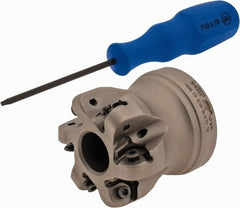 Iscar - 2" Cut Diam, 1/4" Max Depth, 3/4" Arbor Hole, 6 Inserts, H606 RXCU 43-AX.. Insert Style, Indexable Copy Face Mill - H606 FR-.50 Cutter Style, 2" High, Series Helido - Exact Tooling