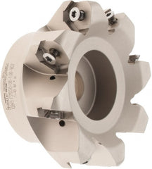 Iscar - 3.37" Cut Diam, 1" Arbor Hole, 0.18" Max Depth of Cut, 50° Indexable Chamfer & Angle Face Mill - 8 Inserts, IQ845 SYHU 07.. Insert, Right Hand Cut, Through Coolant, Series DoveIQMill - Exact Tooling