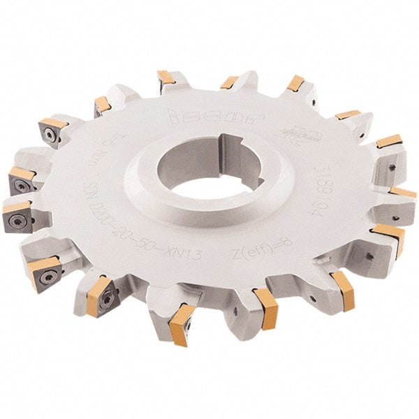 Iscar - Arbor Hole Connection, 0.6299" Cutting Width, 1.2992" Depth of Cut, 125mm Cutter Diam, 1.5748" Hole Diam, 12 Tooth Indexable Slotting Cutter - SDN-XN13 Toolholder, XNMU 13 Insert - Exact Tooling