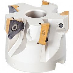 Iscar - 7 Inserts, 3" Cut Diam, 1" Arbor Diam, 0.512" Max Depth of Cut, Indexable Square-Shoulder Face Mill - 0° Lead Angle, 2" High, HM390 TDKT 1505.. Insert Compatibility, Through Coolant, Series HeliIQMill - Exact Tooling