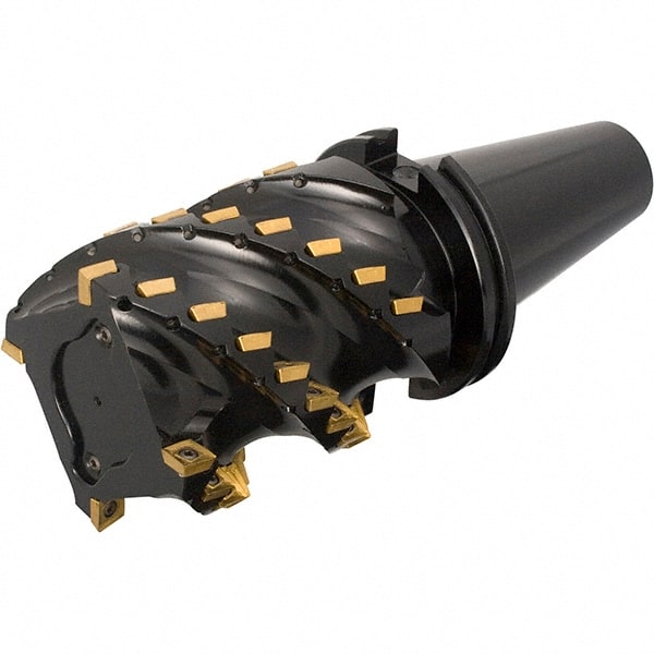 Iscar - 25mm Cut Diam, 19mm Max Depth of Cut, 25mm Shank Diam, 110mm OAL, Indexable Square Shoulder End Mill - A.KT Inserts, Weldon Shank, 90° Lead Angle, Through Coolant, Series Helimill - Exact Tooling