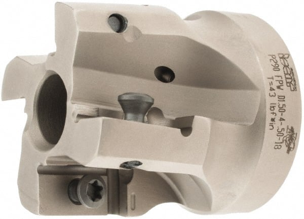 Iscar - 4 Inserts, 1-1/2" Cut Diam, 1/2" Arbor Diam, 0.708" Max Depth of Cut, Indexable Square-Shoulder Face Mill - 0° Lead Angle, 1.57" High, P290 AC.T 1806.. Insert Compatibility, Through Coolant, Series MillShred - Exact Tooling